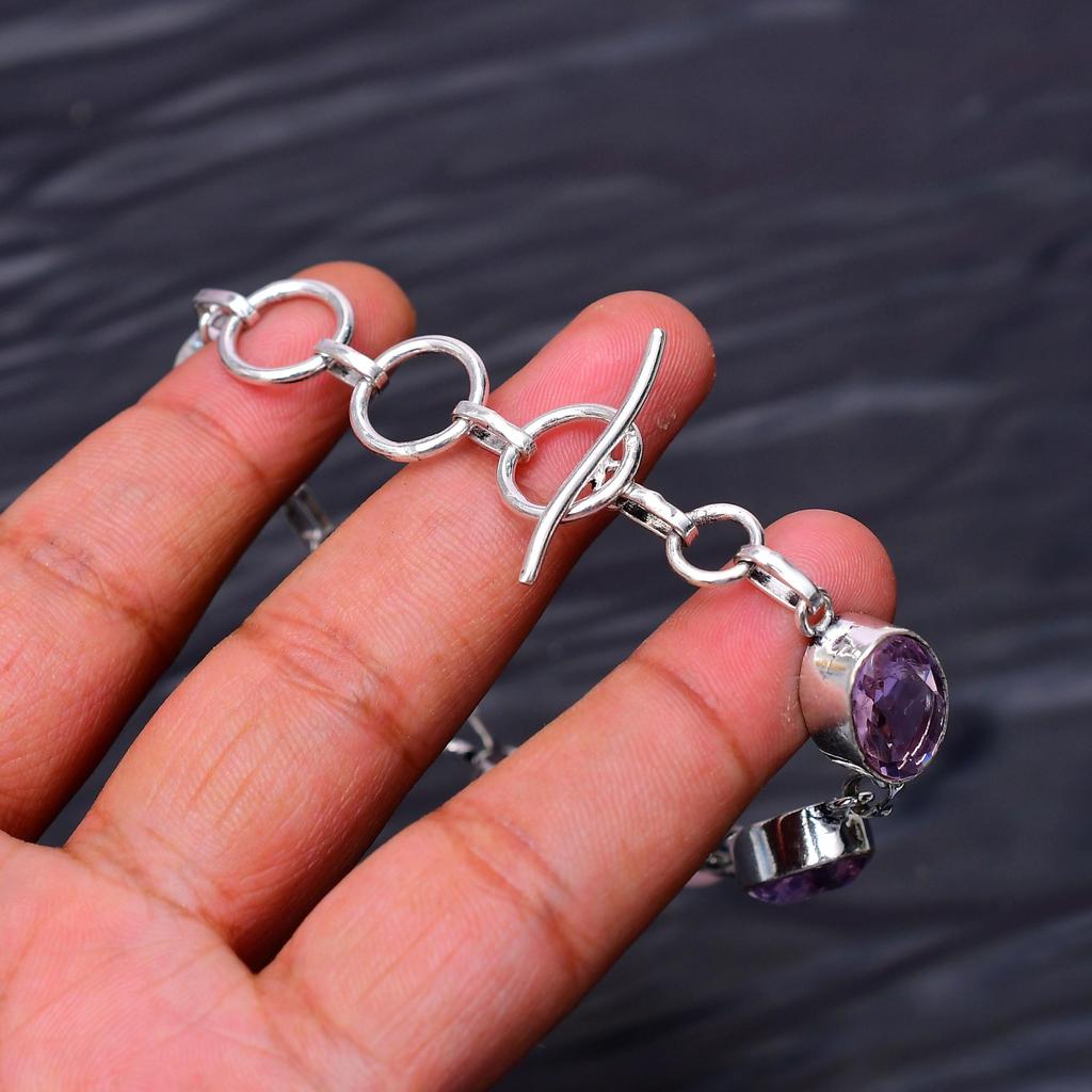 Rose Quartz & Pink Kunzite Gemstone : 925 Sterling Silver Handmade Multi Gemstone Bracelet Jewelry