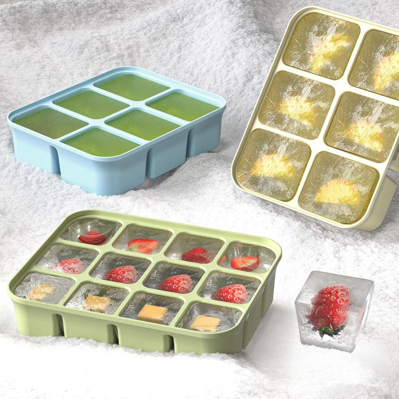 Silicone Ice Cube Trays With Lids Flexible Ice Molds Easy Release For Cocktails Juice Kitchen Bar