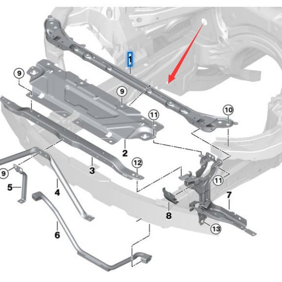Compatible Front Upper Radiator Support for BMW 3 Series G20/G28 - Part 51647499226