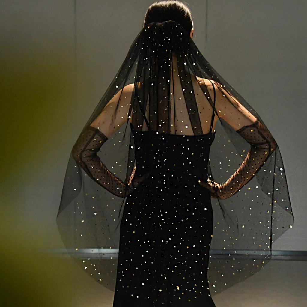 Bridal Veil Bride Simple Tulle with Sequins Moon Star Bachelorette Party Hen Party Bride's Veil Hen Party Head Scarf