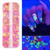 12 Grids/Box Nail Art Fluorescent Sequins Mixed Shape Flakes Glitter Shinning Hollow Star Butterfly Slices DIY Decoration