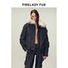 American Workwear Fox Fur Collar Denim Parka