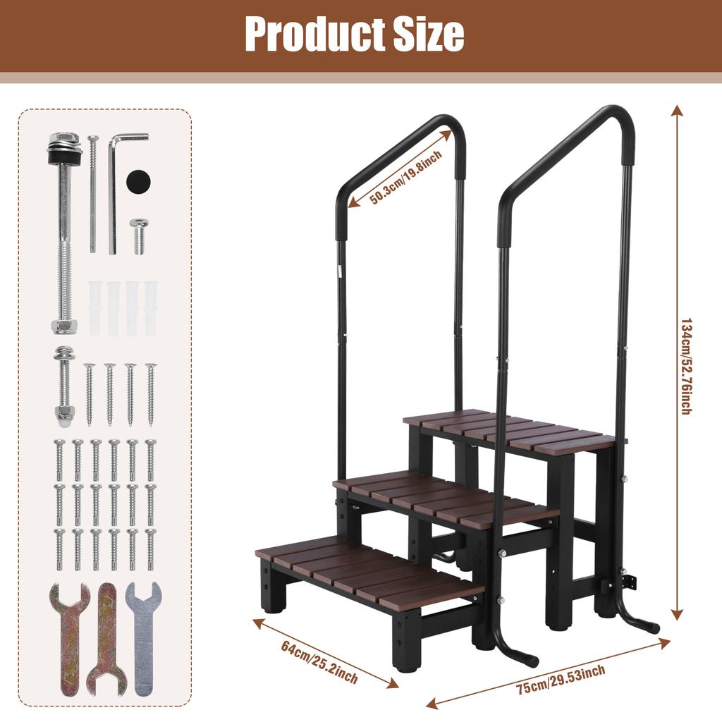Ступени для гидромассажной ванны с нескользящей ручкой, портативные ступени для фургона с поручнем, грузоподъемность 550 фунтов, для кемпера, веранды, надземных бассейнов
