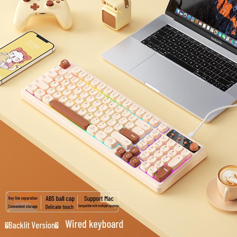 Проводная RGB-клавиатура BOW Hangshi K520U для ноутбуков и настольных компьютеров, издание для печати для девушек