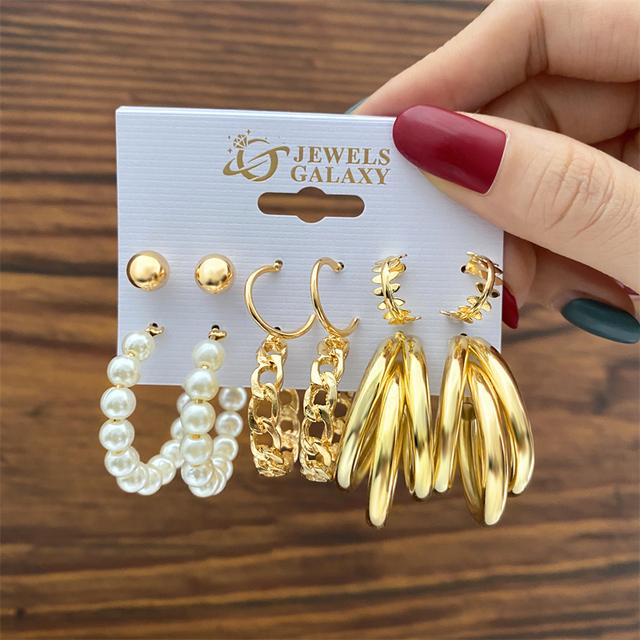 Retro Geometry Earrings Set Pearl Heart Leopard Earrings for Women Simple Gold Silver Metal Square Round Fashion Party Jewelry Gifts