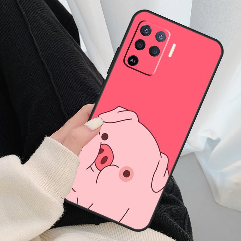 Мультяшный чехол-поросенок для Oppo A96 A76 A16 A60 A98 A58 A78 A18 A38 A80 A40 A77 A57 A17 A74 A54 A94 A15 A5 Pro