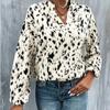 Spring Autumn Style Female Shirt V-Neck Long Sleeve Pullover Blouses Tops Fashion Leopard Print Satin Casual Loose Streetwear