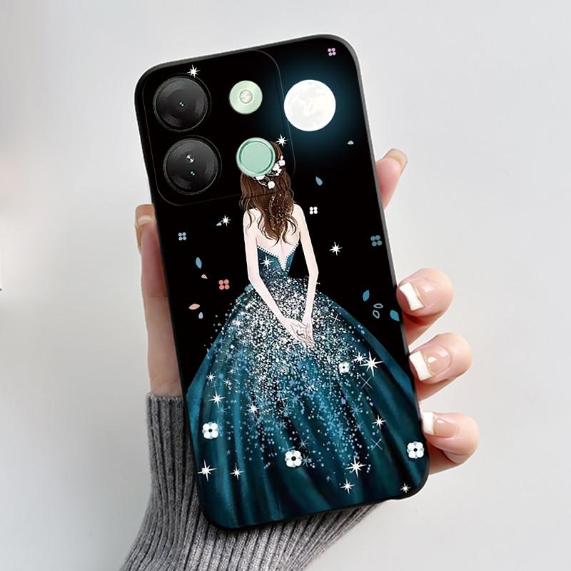 Печатный чехол для телефона для Infinix Smart 7 HD / Smart 7 Plus Мягкий силиконовый черный корпус Милый цветочный мультяшный чехол