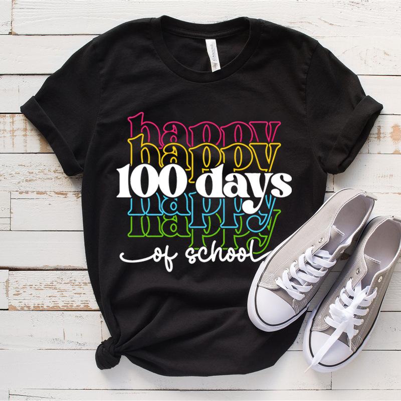 Женские топы 100 дней школы с принтом High Street Trendy Fashion Casual Cotton T Shirts Womens