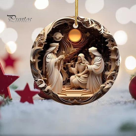 Nativity Scene Ornaments Acrylic Flat Hanging Pendant Keepsake The Birth of Jesus Decor for Christmas Tree Party Car Wall Door