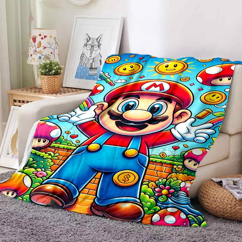 1Pc Super Mario Adventure Blanket Soft And Comfortable Casual Warm Camping Travel Christmas Halloween Xmas Gift M928784