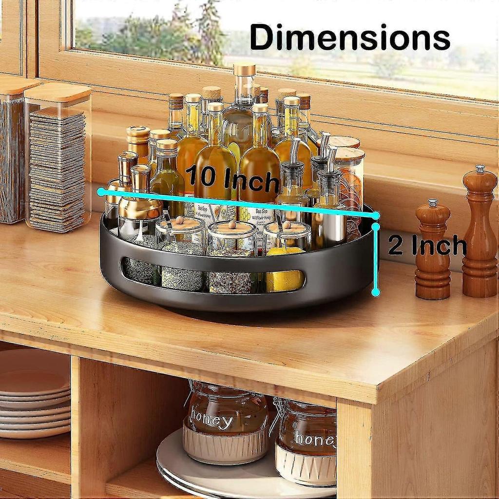 Turntable Organizer, Spice Rack Rotating for Kitchen Pantry Cabinet Table Countertop, Metal Steel, 10 Inch, Black