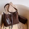 Vintage Commuter Suede Bag Women'S Shoulder Messenger Bag Premium Texture Tote Bag