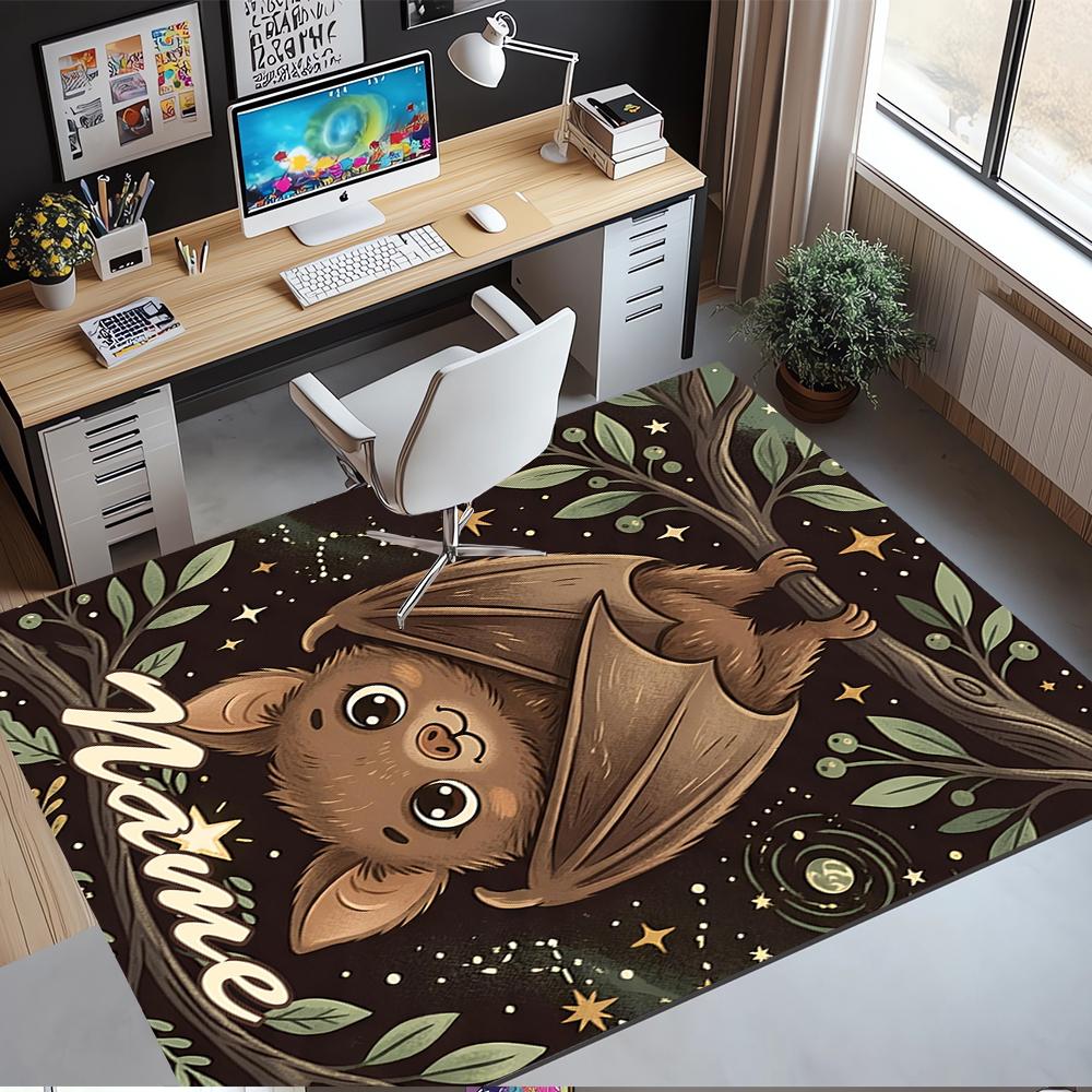Custom Name Bat Printed Carpet,Rug for Office Chair Living Room Bedroom Kitchen Room Decor Gifts.