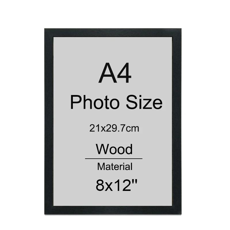 A4 Wood Photo Frame 1/2/3PCS 8x12inch Black White Brown Certificates Frame Picture Frame Log Color Home Decor Poster Frame