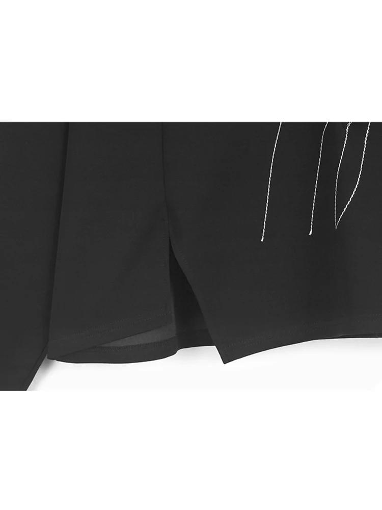 Xitao Плиссированная футболка с неровным подолом, разрезом и длинными рукавами GJ1242