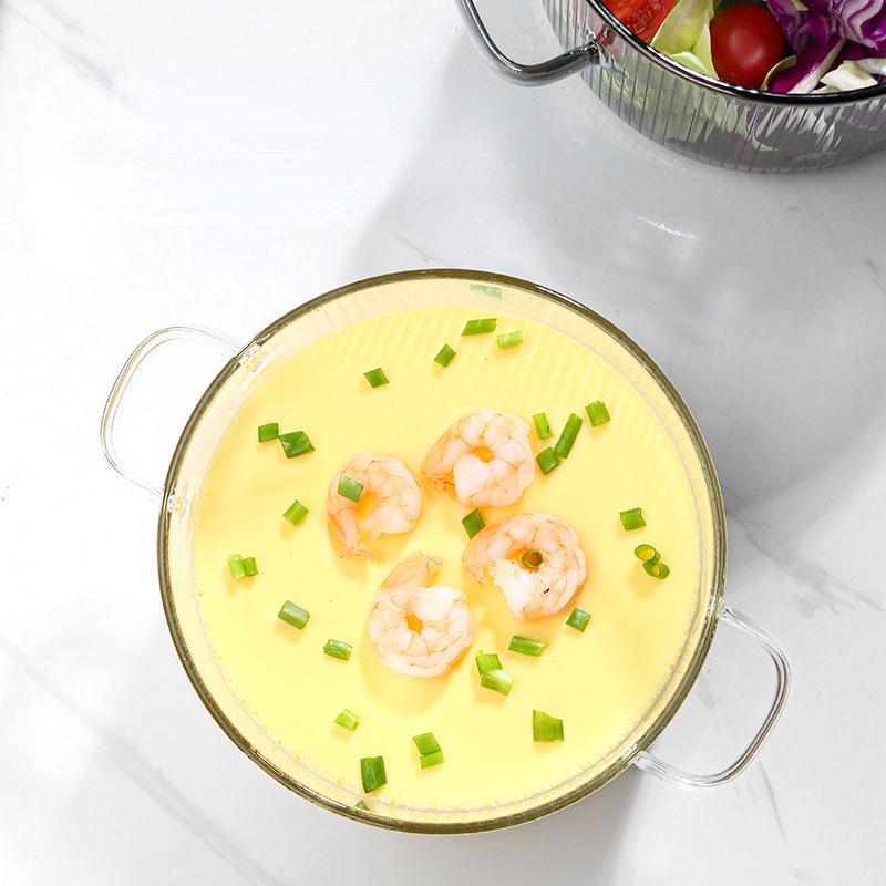 1 шт. Бытовая стеклянная кастрюля для приготовления пищи, стеклянная кастрюля с двумя ушками, миска для супа, миска для лапши, кухонная утварь с крышками, набор кастрюль для приготовления пищи в виде маленького медведя