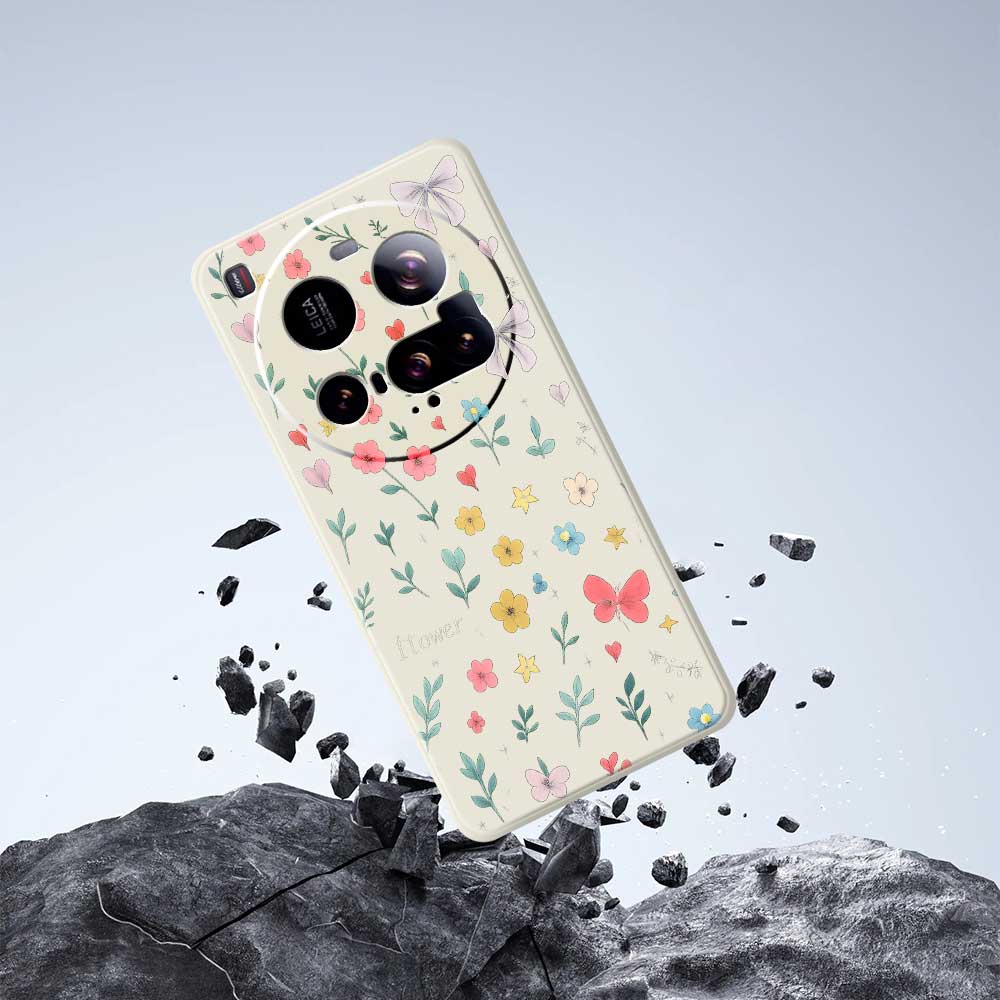 For Xiaomi 15 Ultra Case Floral Bow Pattern Printing Straight Edge TPU Phone Back Cover