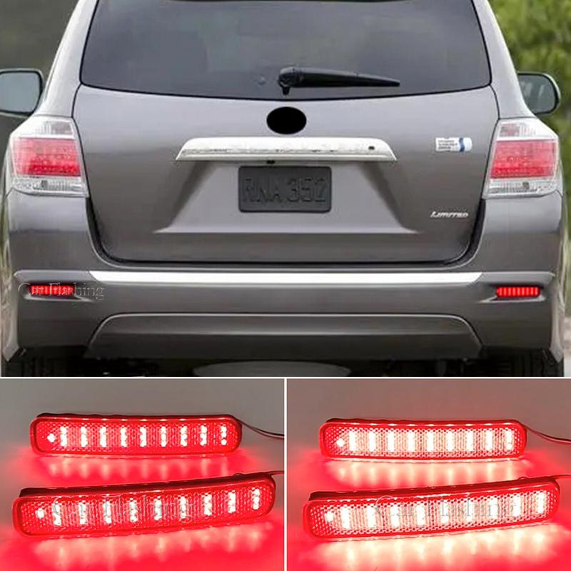 1 Set LED Rear Bumper Reflector Brake Light Stop Lamp Warning Fog Light Car Accessories For Toyota Highlander 2011 2012 2013
