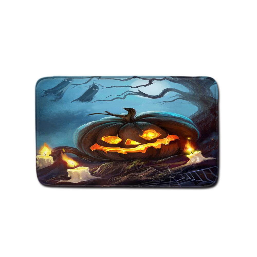 Halloween Shower Curtain Floor Mat Combination Four-Piece Set Bathroom Toilet Carpet Shower Room Foot Mat