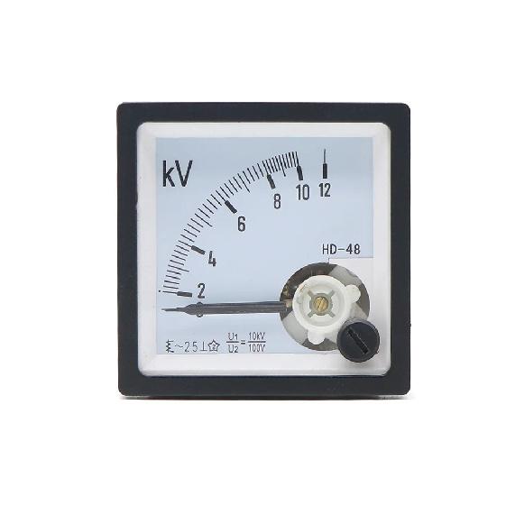 HD-48-10KV high quality Pointer type AC voltmeter u1/10KV u2/100V range analog voltmeter gauge panel 48x48mm