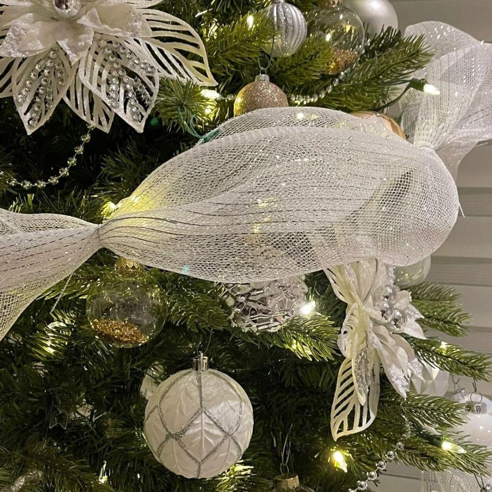 Plastics Christmas Tree Gauze Mesh Tulle Roll 10Yards*26CM Xmas Tree Ribbon DIY Flower Wrapping