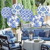 Chinoiserie Paper Lantern Chinese Style Blue Pattern Lanterns Hanging Round Lantern Decoration for Birthday Wedding Bridal Baby Shower Home Party