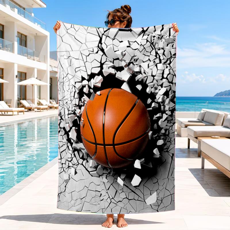 Basketball Pattern Background Beach Towel, Microfiber Beach Towel, Perfect For Pool, Beach, Travel, Home Decor Beach Party Fan gifts