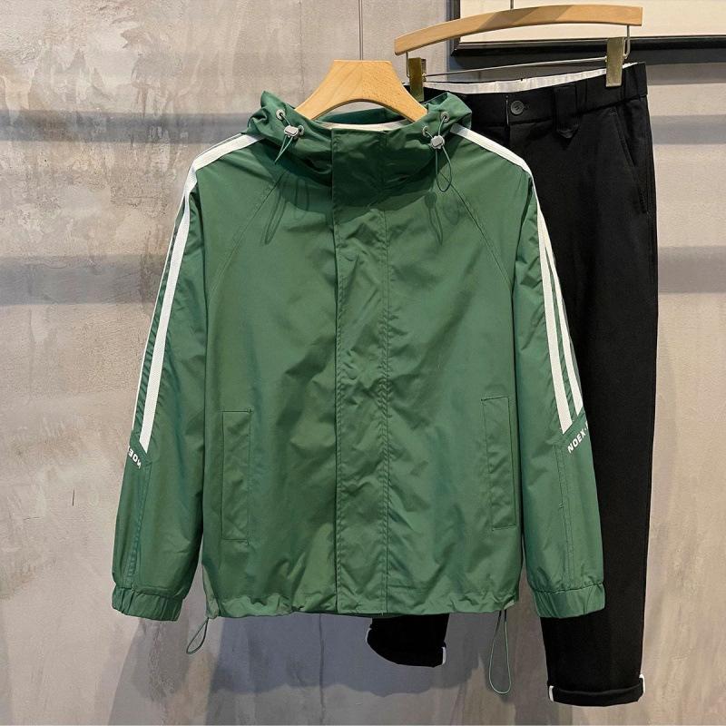 Осенняя мужская куртка в корейском стиле с капюшоном и длинными рукавами, универсальная модная полосатая куртка, повседневный свободный топ