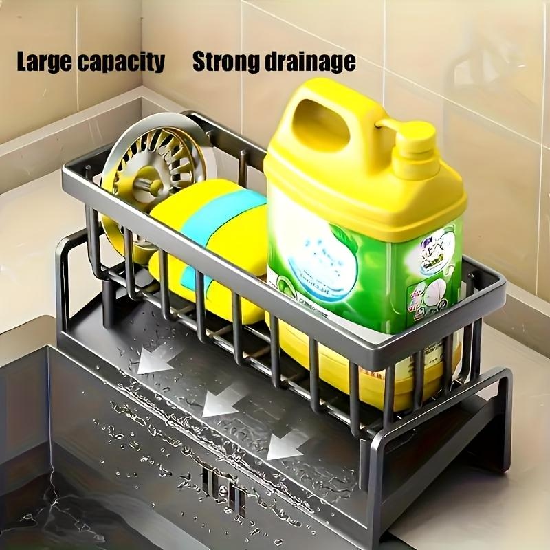 Подставка для сушки губки для кухонной мойки, органайзер для кухонной мойки с самоотливом, полка для мойки, можно хранить щетки для посуды, тряпки, мыло
