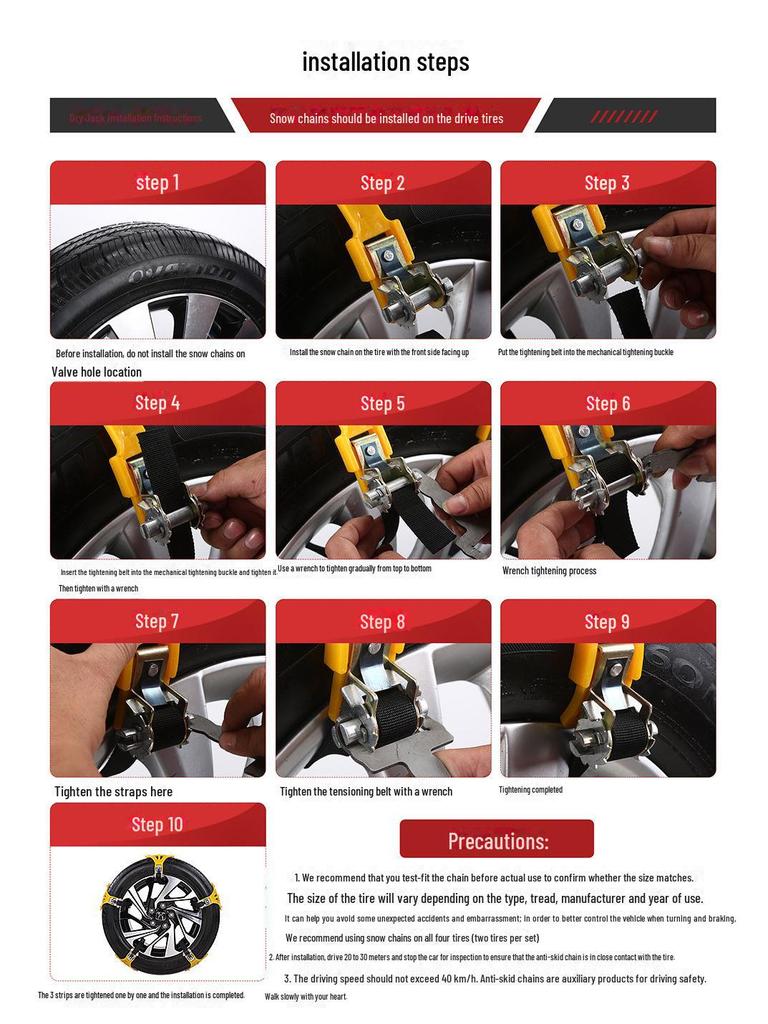 2024 Universal Rotary Anti-Skid Snow Tire Chains - Thickened Design for Emergencies
