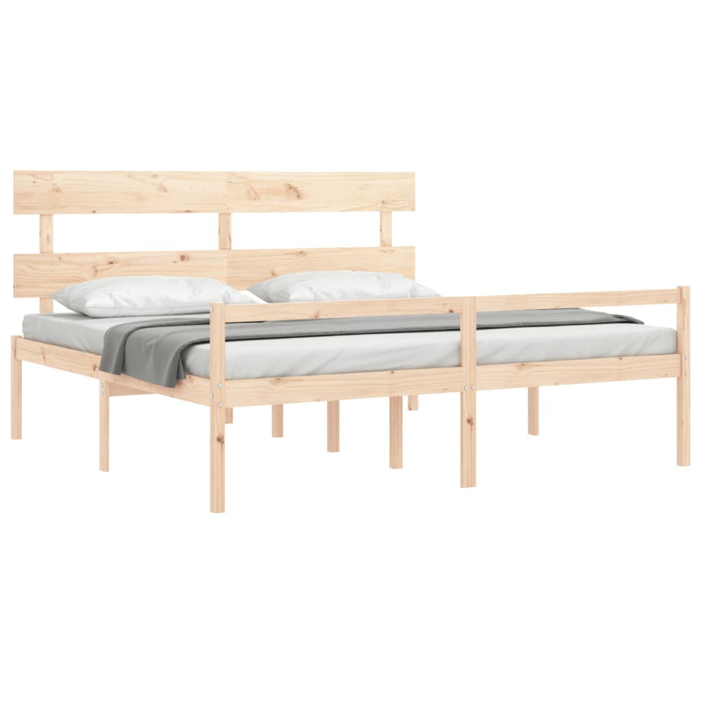 Senior Bed with Headboard 200x200 cm Solid Wood