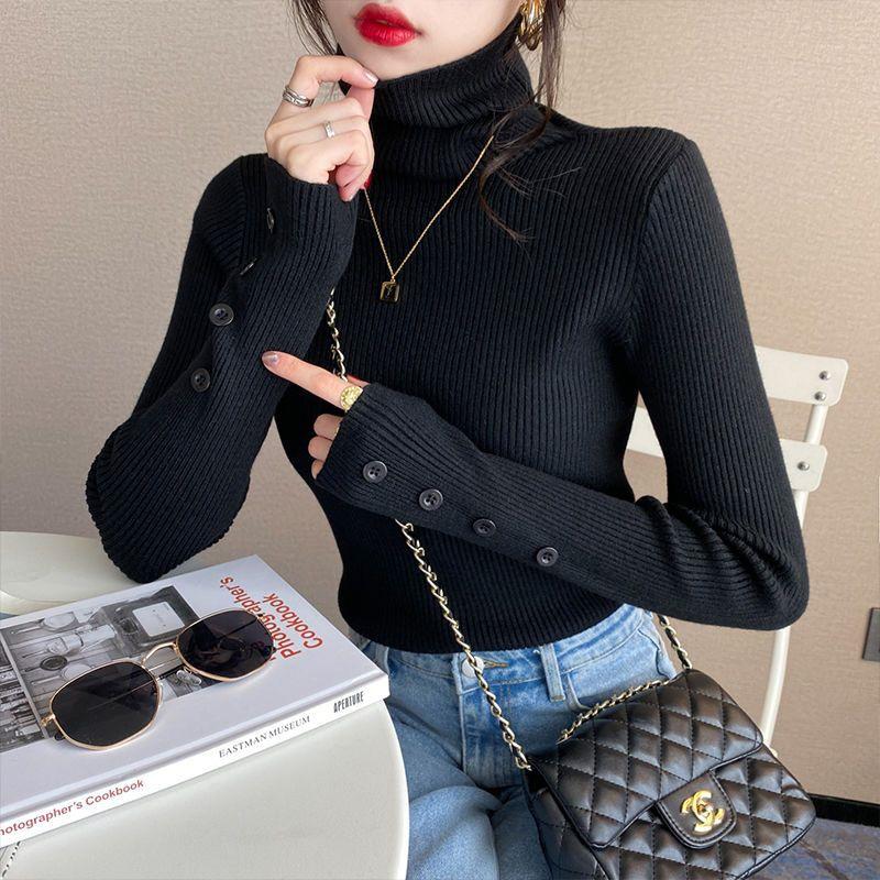 Versatile turtleneck women's autumn and winter knitted bottoming shirt, fashionable new inside, slim and thin outside, foreign top