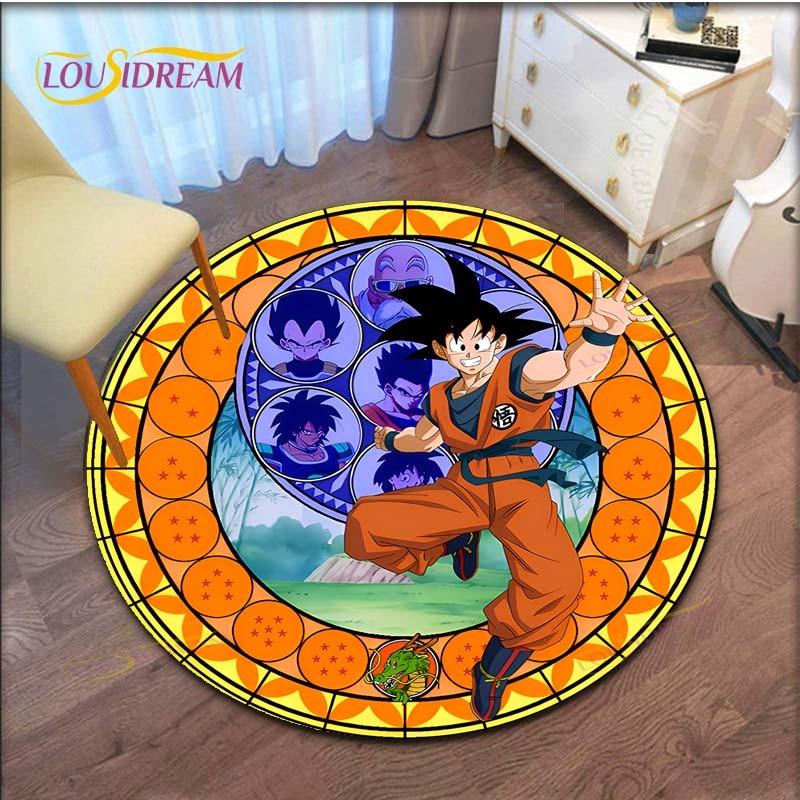 Ковер с Гоку Мультяшный Dragon Ball Нескользящий Коврик для Пола Ковер Круглый Коврик для Игр в Игровую Комнату Детскую Ковры для Спальни