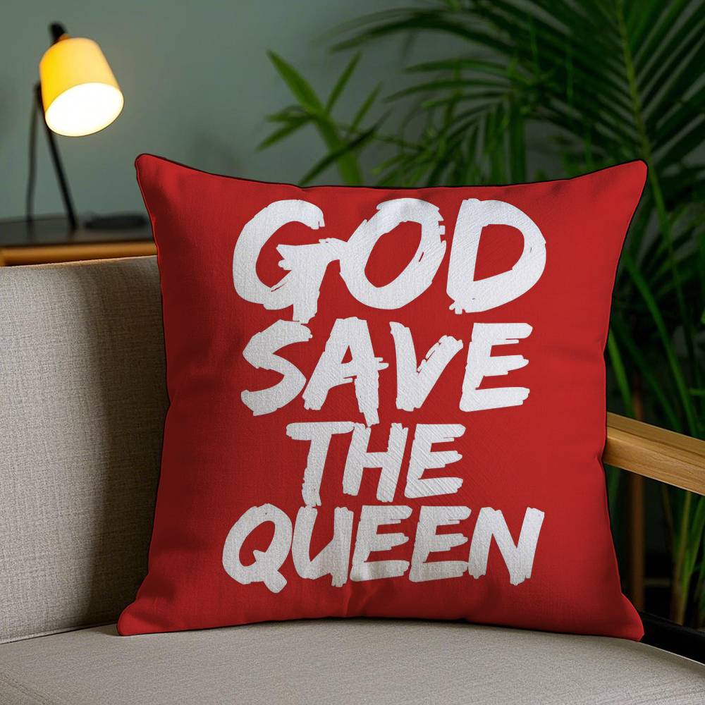 Luxurious Design Save The Queen-A Pillow Case Anti-dustmite Pillowcase Invisible zipper silky short plush Sofa cushion cover