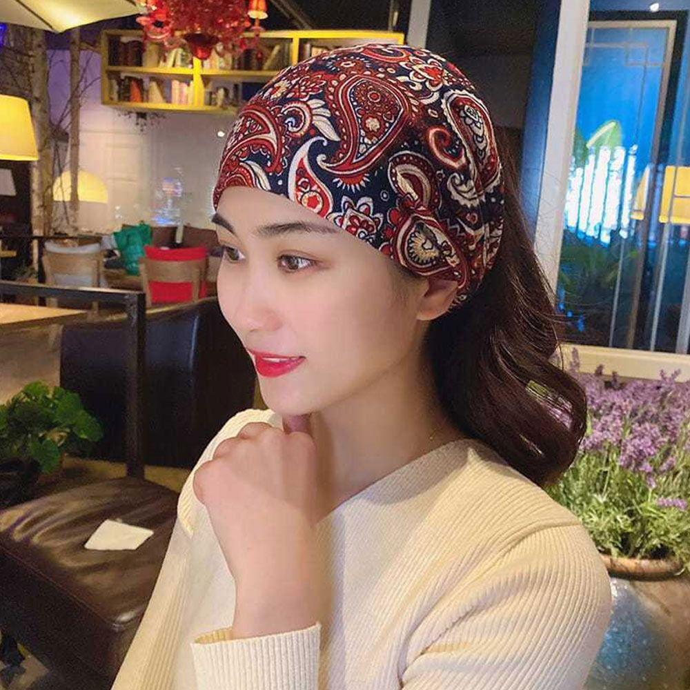 Хлопковая широкая повязка на голову Бохо повязка для волос Стильный головной убор для умывания лица, макияжа, йоги, тренировок