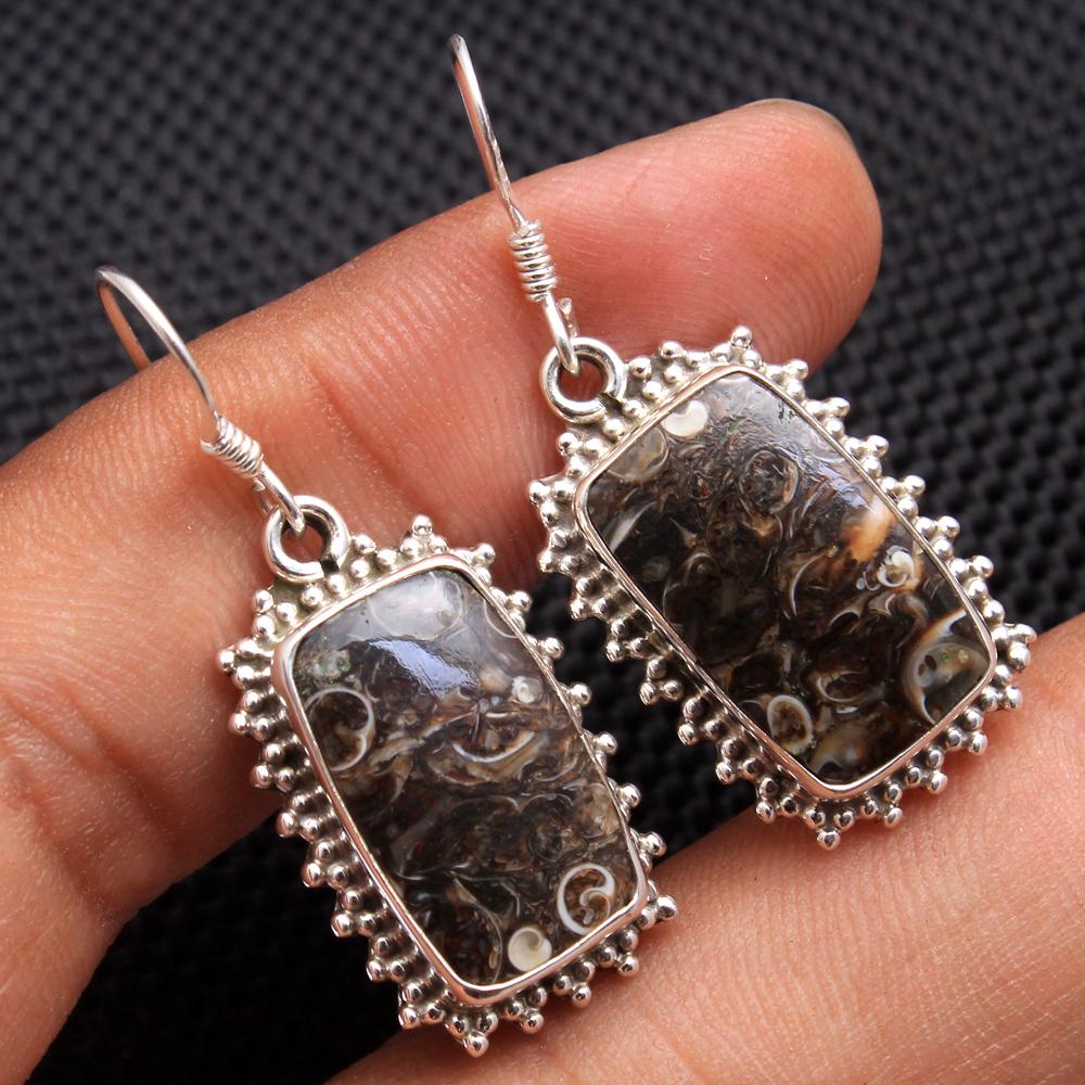 Серьги женские из серебра 925 пробы с агатом Turritella