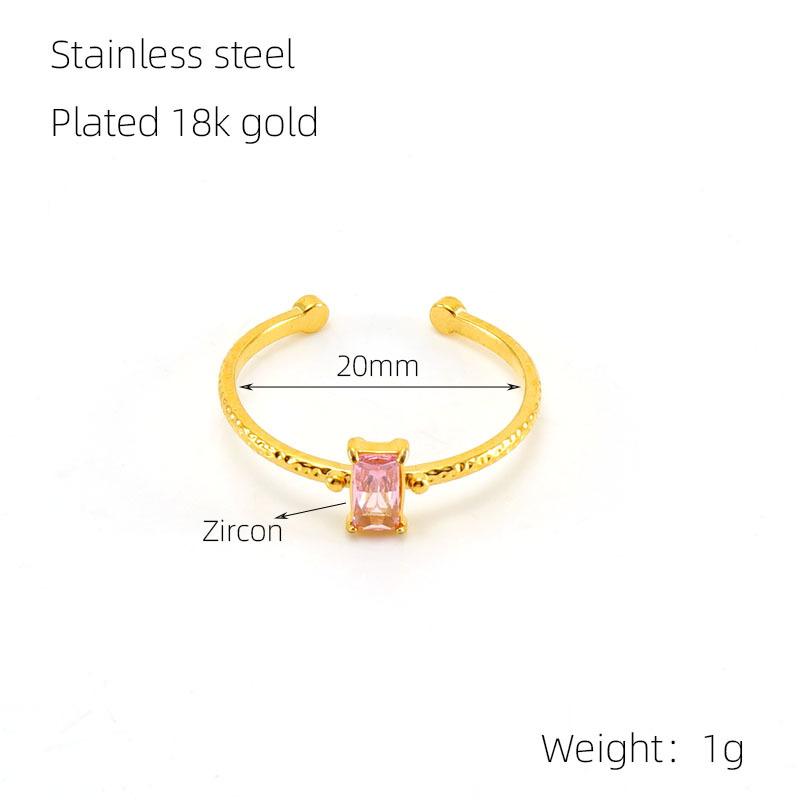 New Fashion Stainless Steel Zircon Ring Temperament Light Luxury Jewelry Titanium Steel 18k Opening Adjustable Ring
