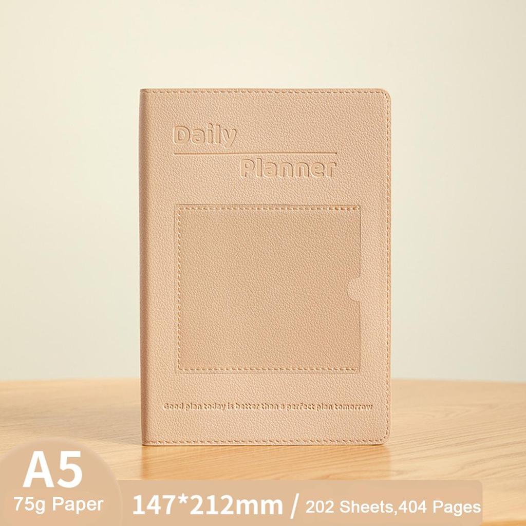 A5 Soft Leather 2025 Business Schedule, Student Daily Planner, 365-day Record Book, Notepad, Memo