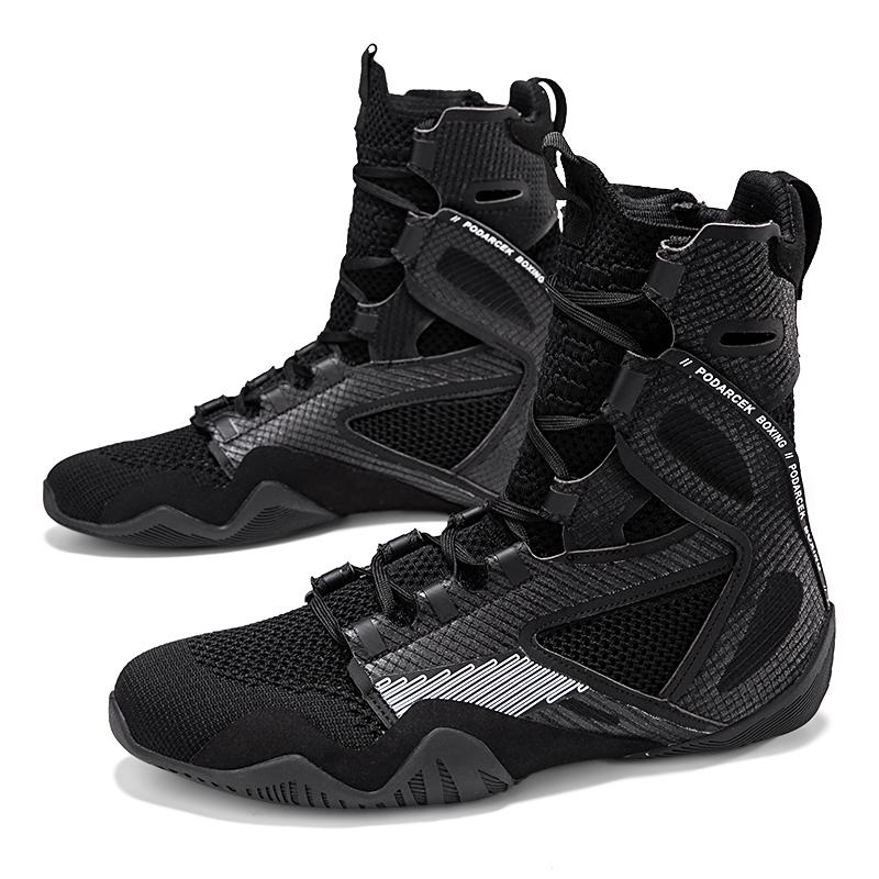 Бесплатные спарринговые борцовки для мужчин Эластичные высокие боксерки Обувь для боевых искусств Кроссовки, специально разработанные для тренировок в зале и фитнеса