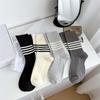 Female Spring and Autumn Retro Simple Stripe In The Tube Stack Socks