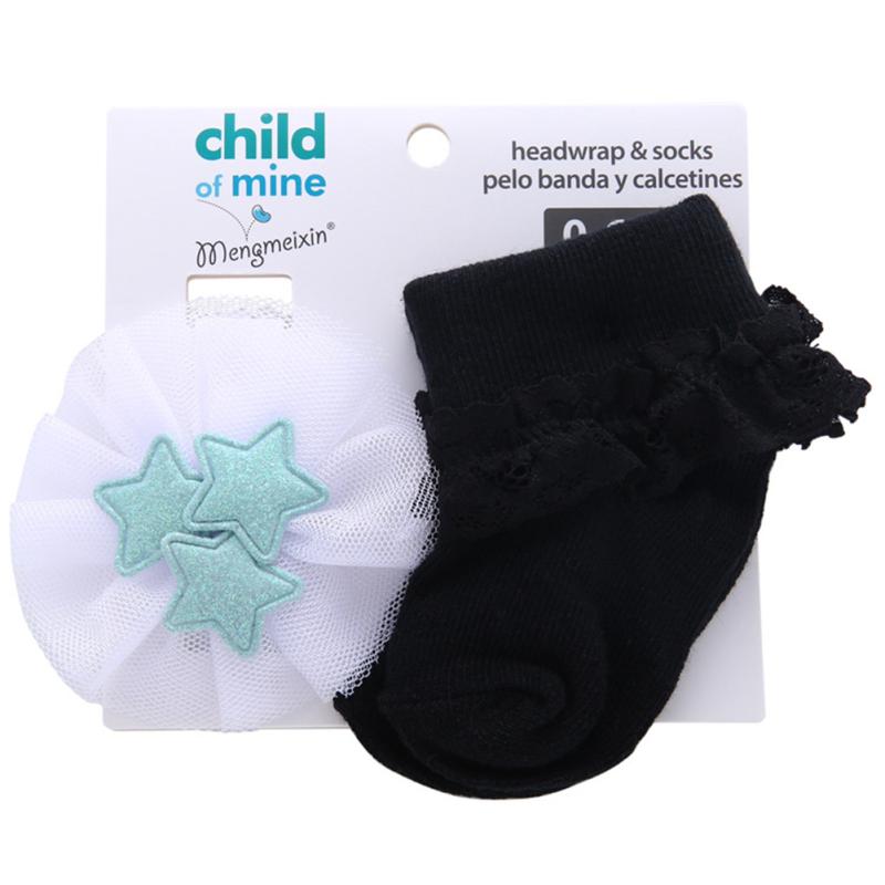 Cotton Toddler Newborn Socks Headband Sets Baby Girls Lace Flowers Headband Baby Shower Gifts