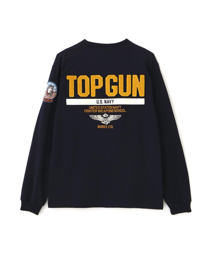 AVIREX LONG SLEEVE T-SHIRT TOPGUN men's L navy