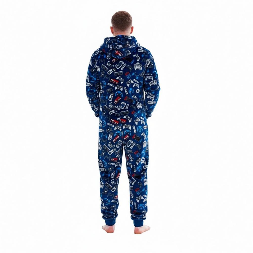 Floso Mens Game Over Game Controller Fleece Jumpsuit
