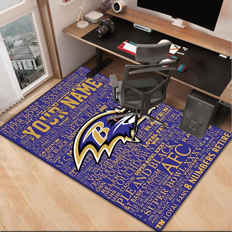 Custom NameRavens Team Spirit Carpet, Indoor Rug, Chair Rug, Living Rooms, Doormat Made From Polyester Home Decor Birthday Christmas Gifts