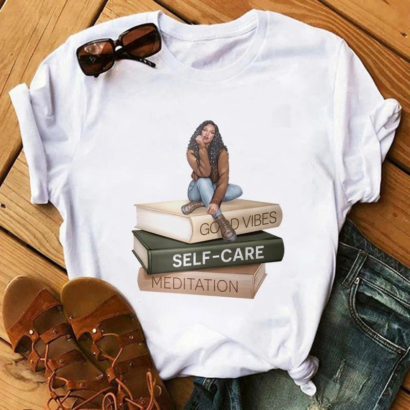 Black Girls African White Fashion Women TShirts Harajuku Cartoon Clothing Short Sleeve Summer Tees Casual FeUnisex Tops ONeck