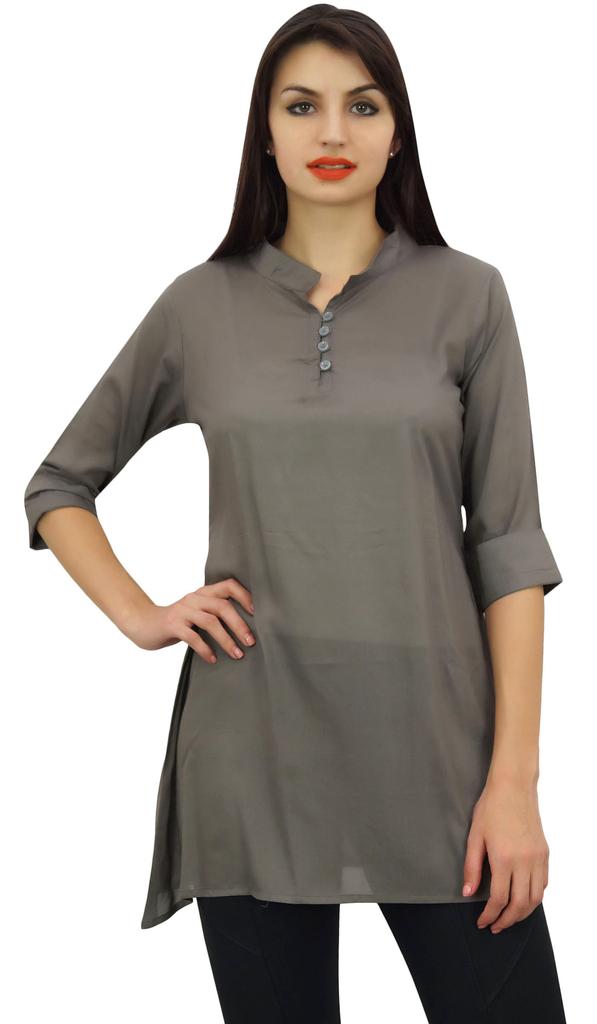 Phagun Женская черная хлопковая модальная блузка с рукавами 3-4 на пуговицах, верхняя часть рубашки -