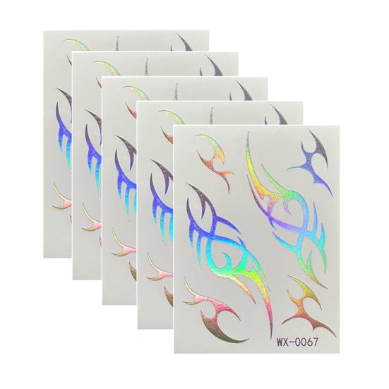 jijijing 5 Sheets Holographic Lightning Tattoos, Waterproof Flash Temporary Stickers, Full Color Body Art for Festival Party