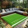 American Football Field Rug, Green White Line Pattern Carpet for Living Room, Soft Non-Slip Mat with Sports Theme Decor