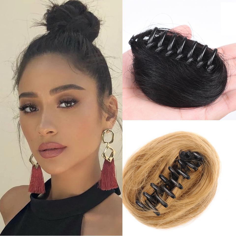 LUPU Шиньон для девочек, натуральный черный, коричневый, прямой, небрежный пучок для женщин и детей, булочка для волос в виде пончика